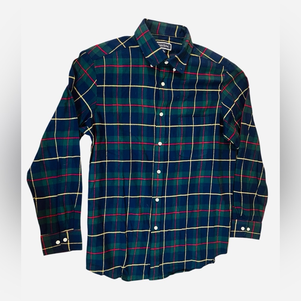 Club Room Green Plaid Button-Down Shirt with Yellow & Red Accents